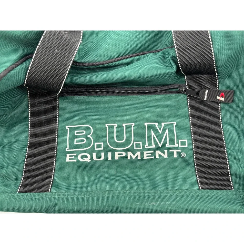 B.U.M. Equipment Duffel Bag Forest Green Black Canvas Vintage Travel Large